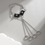 Men's Riveted Leather Chain Bracelet - Hip-Hop Style
