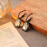 Geometric Black Stone Dangle Earrings