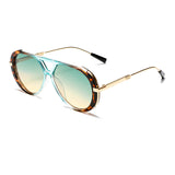 Cross-border New Retro Fashion High-end Round Face Slimming Sunglasses Leopard Frame Double Beam Design Flat Mirror