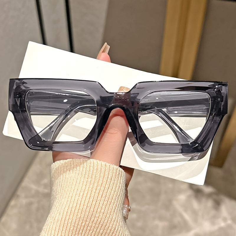 New Cross-Border Y2K Millennium Fashion Thick Square Frame Glasses for Men, European and American Ins Trend, Daily Anti-Blue Light Non-Prescription Glasses for Women