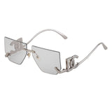 Trendy Frameless Sunglasses for Women – Stylish Geometric Temples & UV Protection