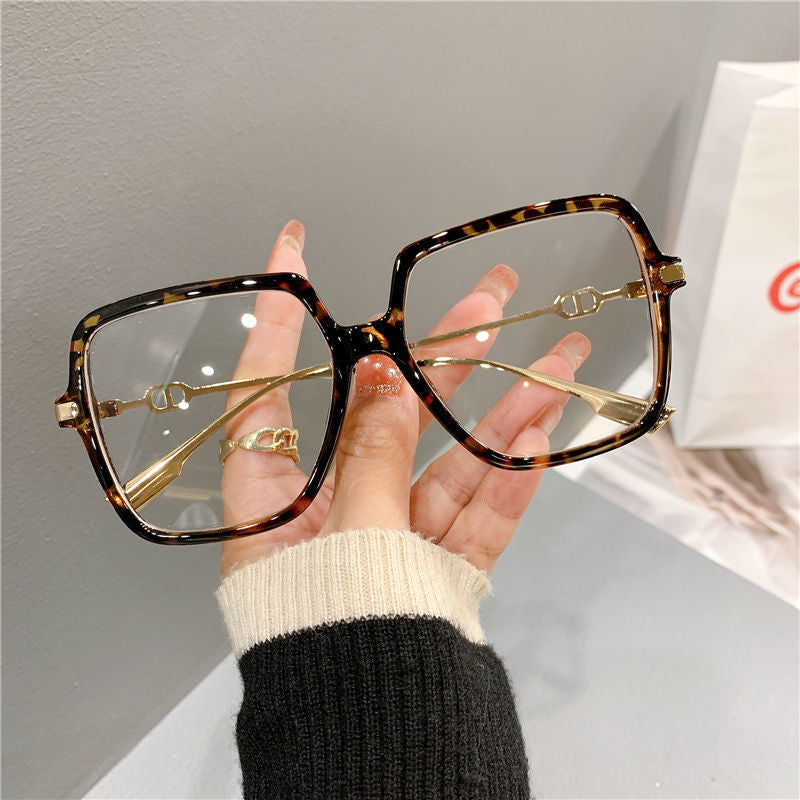 2023 in stock direct supply of anti-blue light Europe and the United States flat glasses goggles cross-border fashion large frame metal glasses frame