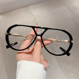 Cross-border New Retro Fashion High-end Round Face Slimming Sunglasses Leopard Frame Double Beam Design Flat Mirror