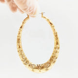 Retro Oval Metal Earrings for Women – Geometric Textured Fashion Jewelry