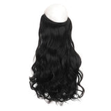 Invisible Natural Black Wavy Hair Extensions for Women – One-Piece Fish Line Wig with Natural Curls