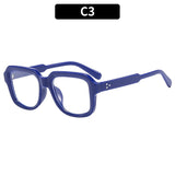 欧美时尚新款方形米钉简约素颜平光镜防蓝光个性眼镜架休闲眼镜框