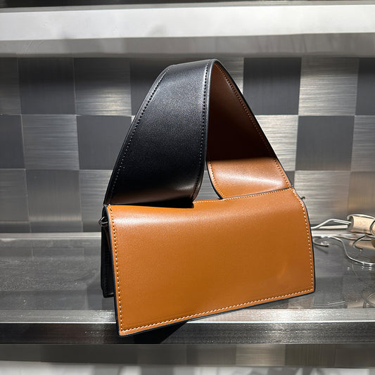 Color Block Crossbody Bag for Women – Trendy PU Shoulder Handbag with Wide Strap