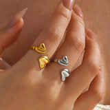 Golden Heart Adjustable Ring – Minimalist Gold Stainless Steel Jewelry for Women