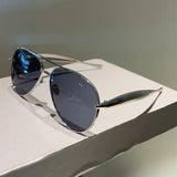 2025新款时尚金属双梁蛤蟆墨镜潮流素颜街拍百搭太阳眼镜男女同款