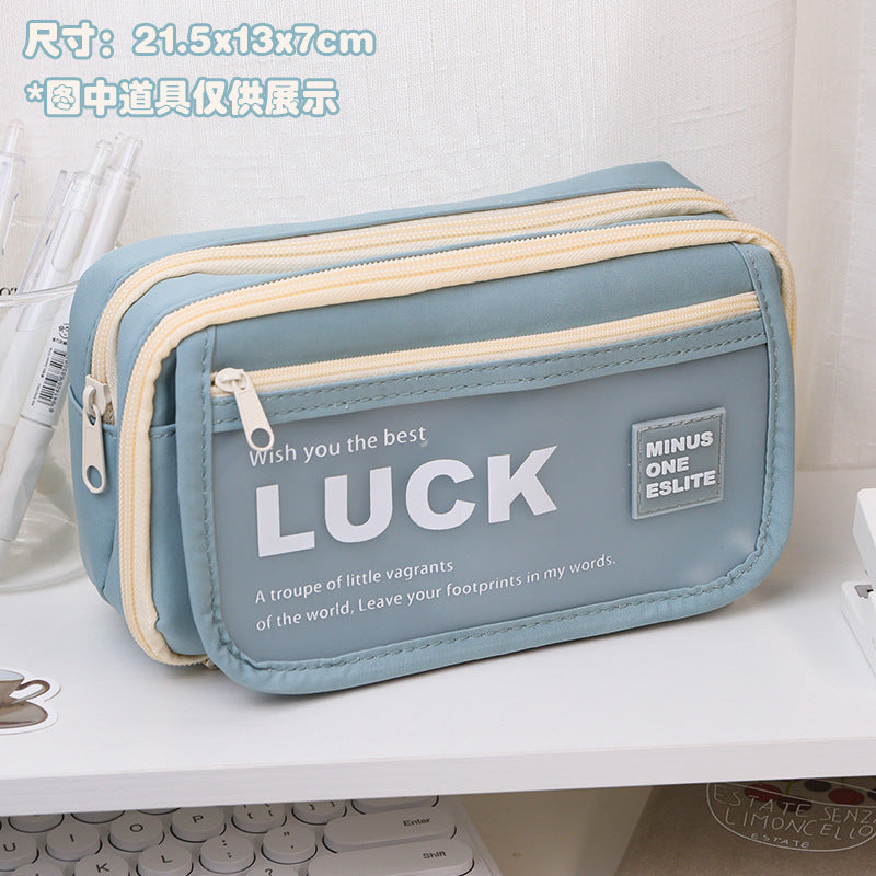 Stationery Pencil Case Large Capacity Flip Cover High-Looking Ins Student Pencil Case Junior High School Student Niche Men and Women Stationery Box