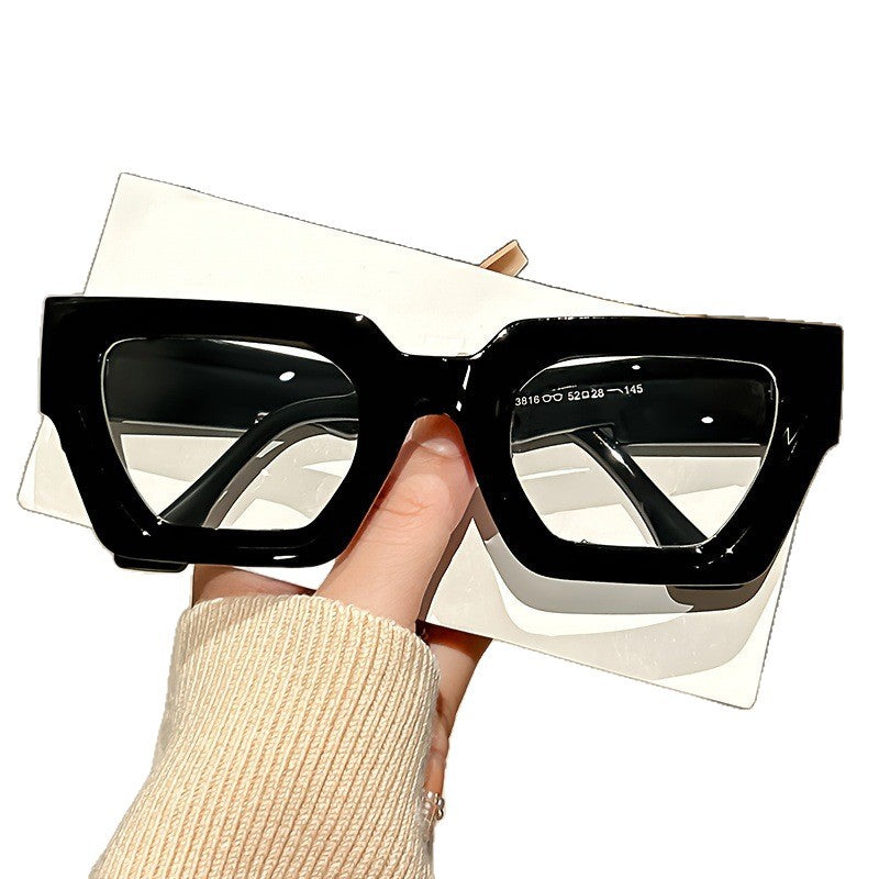 New Cross-Border Y2K Millennium Fashion Thick Square Frame Glasses for Men, European and American Ins Trend, Daily Anti-Blue Light Non-Prescription Glasses for Women