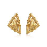 Gold Geometric Stud Earrings for Women – Textured Triangle Design, Minimal Bold Style
