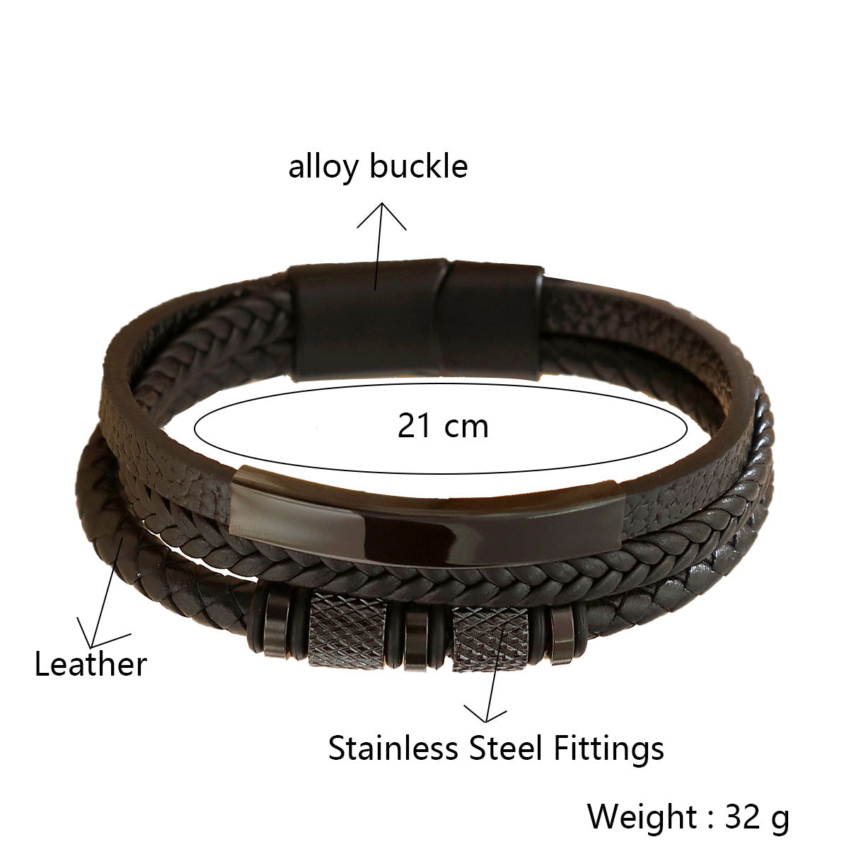 Europe and the United States cross-border best-selling geometric multi-layer hand-woven leather bracelet fashion men's alloy magnet buckle bracelet