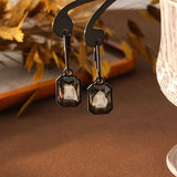 Geometric Black Stone Dangle Earrings