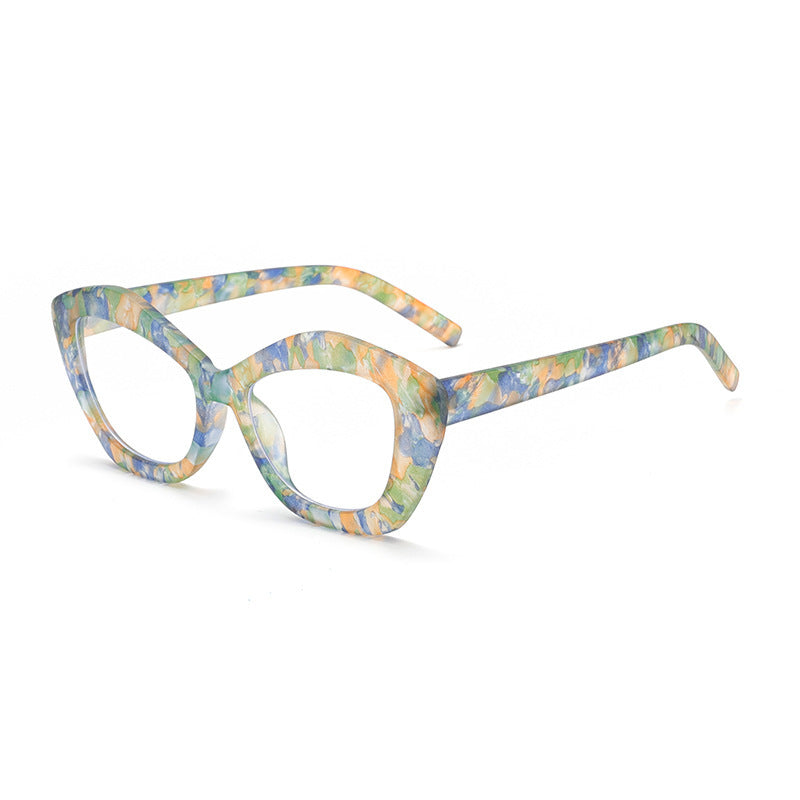2025 Cross-Border New Asymmetrical Marble Pattern Anti-Blue Light Flat Mirror European and American Fashion Plain Glasses Frame