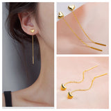 Silver Needle Heart Earrings – Korean Light Luxury Jewelry for Women