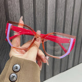 TR material cat's eye anti-blue light glasses women's fashion 2024 new European and American large frame plain cross-border non-power flat mirror