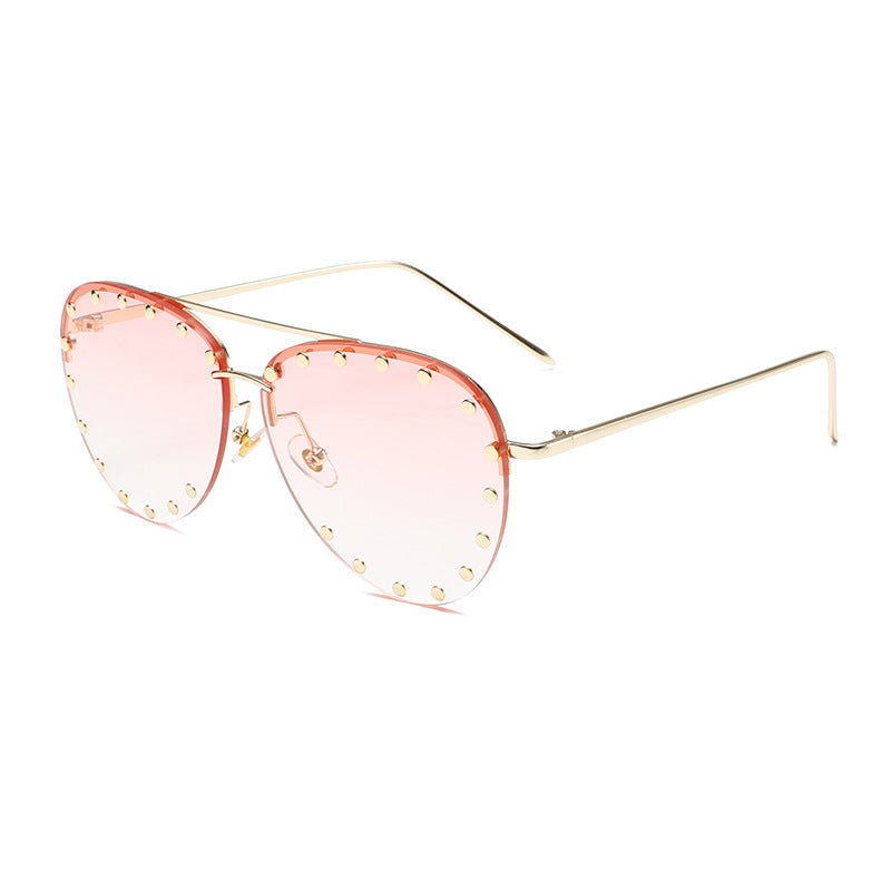 Cross-border New Toad Glasses Rivet Lens Fashion Sunglasses Internet Celebrator Same Style European and American Style Retro Trend Sunglasses
