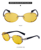 Retro Oval Frameless Sunglasses – Punk Street-Style Fashion Shades for Men & Women