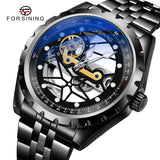 FORSINING Men's Skeleton Tourbillon Watch – Double Transparent Dial, Automatic Mechanical