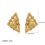 Gold Geometric Stud Earrings for Women – Textured Triangle Design, Minimal Bold Style