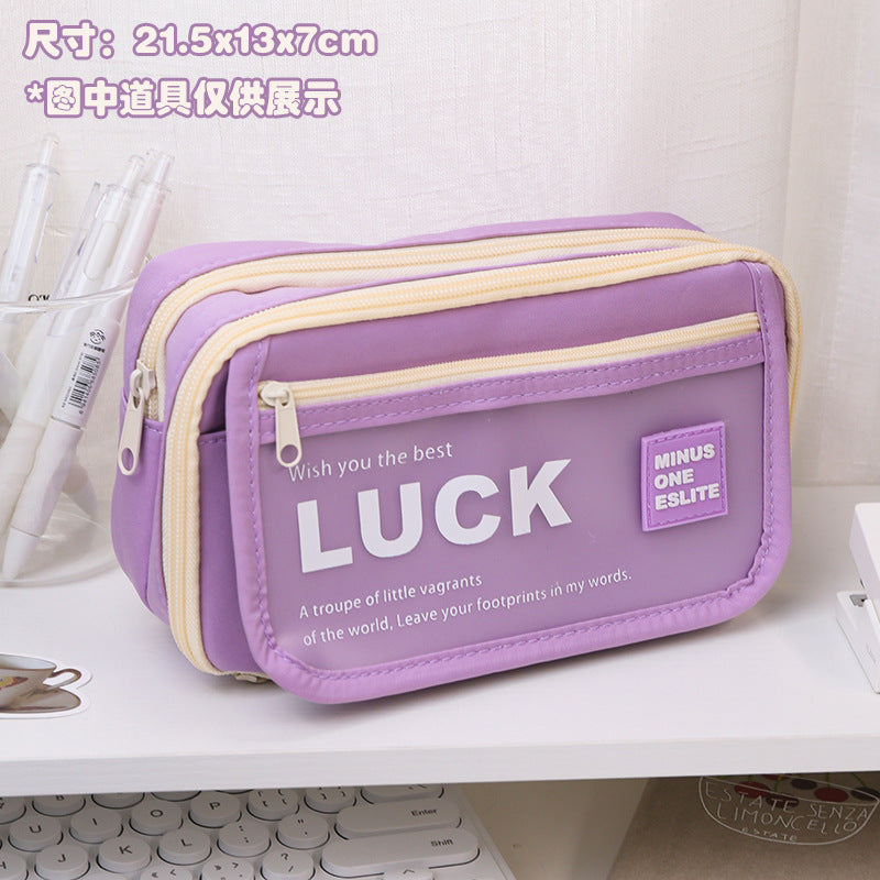Stationery Pencil Case Large Capacity Flip Cover High-Looking Ins Student Pencil Case Junior High School Student Niche Men and Women Stationery Box