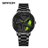 Sanda Men’s Quartz Watch – Hollow Rotatable Dial, Stainless Steel Strap Watch