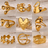Adjustable Gold Stainless Steel Rings Set – Elegant Minimalist Combo (Set of 9)