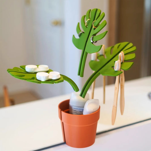 Mirror leaf tortoise bamboo simulation plant bathroom storage box/toothbrush toothpaste rack/home decoration
