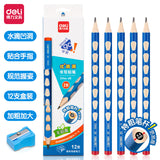 Deli elementary school student non-toxic hole pencil first grade kindergarten hb thick rod 2b hole pen triangle Rod wholesale