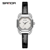 Sanda Women’s Leather Strap Quartz Watch – Octagonal Dial, Waterproof Analog Watch