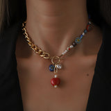 European and American Cross-border Bohemian Glaze Love Necklace Ethnic Style Elegant Pearl Collarbone Necklace Jewelry for Women