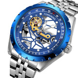FORSINING Men's Skeleton Tourbillon Watch – Double Transparent Dial, Automatic Mechanical