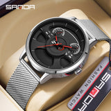 SANDA Men’s Mesh Strap Quartz Watch – Waterproof Casual Wristwatch for Trendy Youth