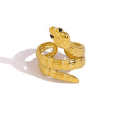 Gold Snake Zircon Ring for Women – French Titanium Steel Open Adjustable Jewelry