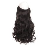 Invisible Brown Black Wavy Hair Extensions for Women – One-Piece Fish Line Wig with Natural Curls