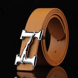 Men's Business Belt with Smooth Alloy Jaguar Design Buckle – 110cm