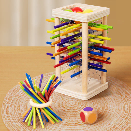 Early Education Children's Three-in-One Stick Game Baby Stick Color Classification Pitching Montessori Wooden Toys