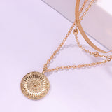 Round Pendant Layered Chain Necklace for Women – Elegant Punk Statement Jewelry