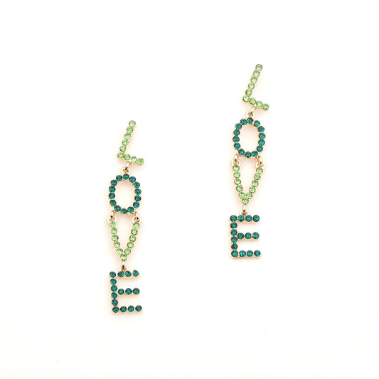 LOVE Letter Earrings – Alloy Full Diamond Statement Jewelry for Women