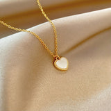 Heart Pearl Inlay Necklace for Women – Korean Style Titanium Steel Jewelry