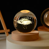 Astronaut Crystal Ball Night Light – 3D Carved Solar System LED Lamp with Wooden Base