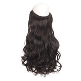 Invisible Dark Brown Wavy Hair Extensions for Women – One-Piece Fish Line Wig with Natural Curls