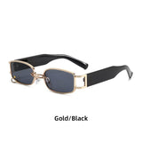 Retro Modern Sunglasses, Anti-Uv Sunglasses, Metal Small Frame Glasses for Men and Women, Avant-Garde Hanging Ring Chain, High-End