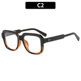 欧美时尚新款方形米钉简约素颜平光镜防蓝光个性眼镜架休闲眼镜框