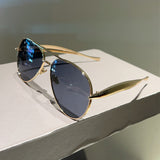 2025新款时尚金属双梁蛤蟆墨镜潮流素颜街拍百搭太阳眼镜男女同款