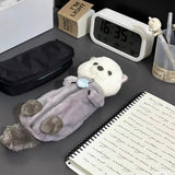 Ins Style Cute Plush Peter Rabbit Doll Pencil Bag Preppy Style Soft Cute Healing Animal Stationery Cosmetics Bag