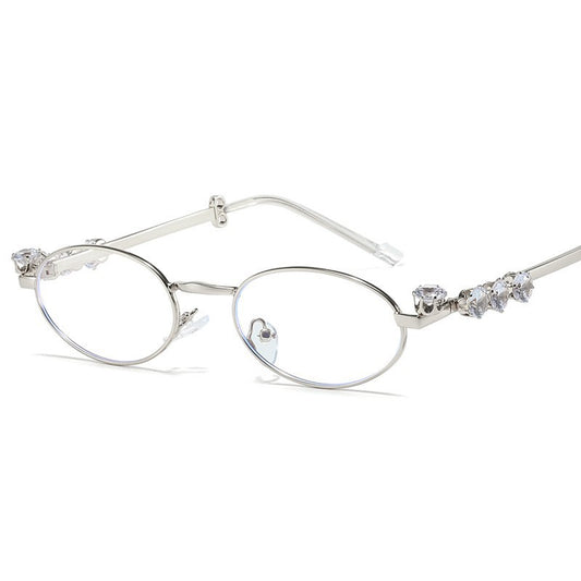 Oval Anti-Blue Light Glasses – Diamond Frame Myopia Eyewear for Women
