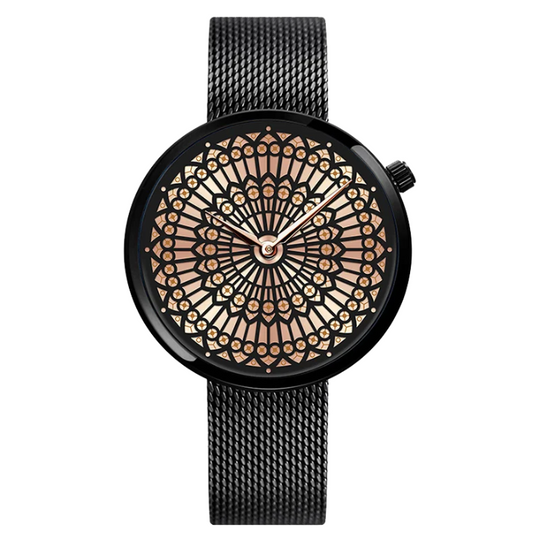 SK Women’s Quartz Watch – Luxury Stainless Steel Mesh Strap, 3ATM Waterproof