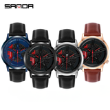 Sanda Casual Men's Quartz Watch – Waterproof Creative Design with Leather Strap